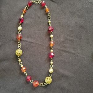 Vintage Multi Beaded Necklace with Filagree